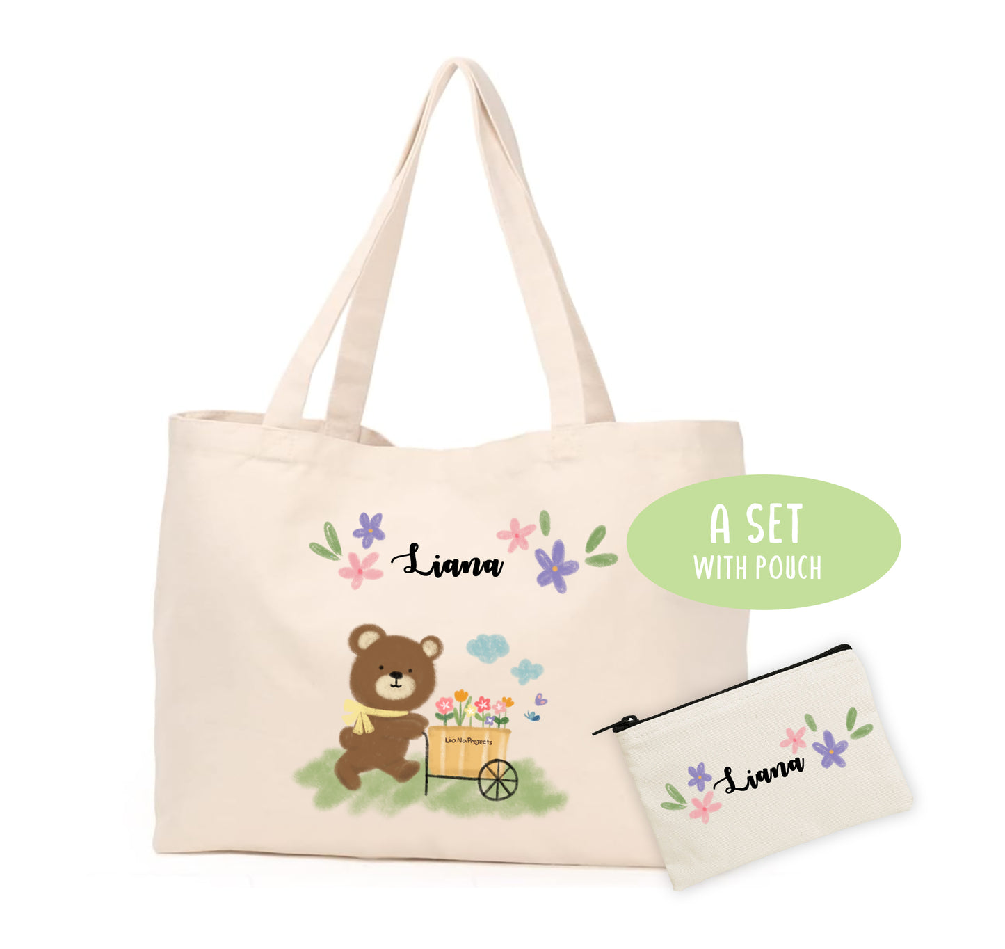 Personalize Tote Bag with pouch +sticker for Michelle