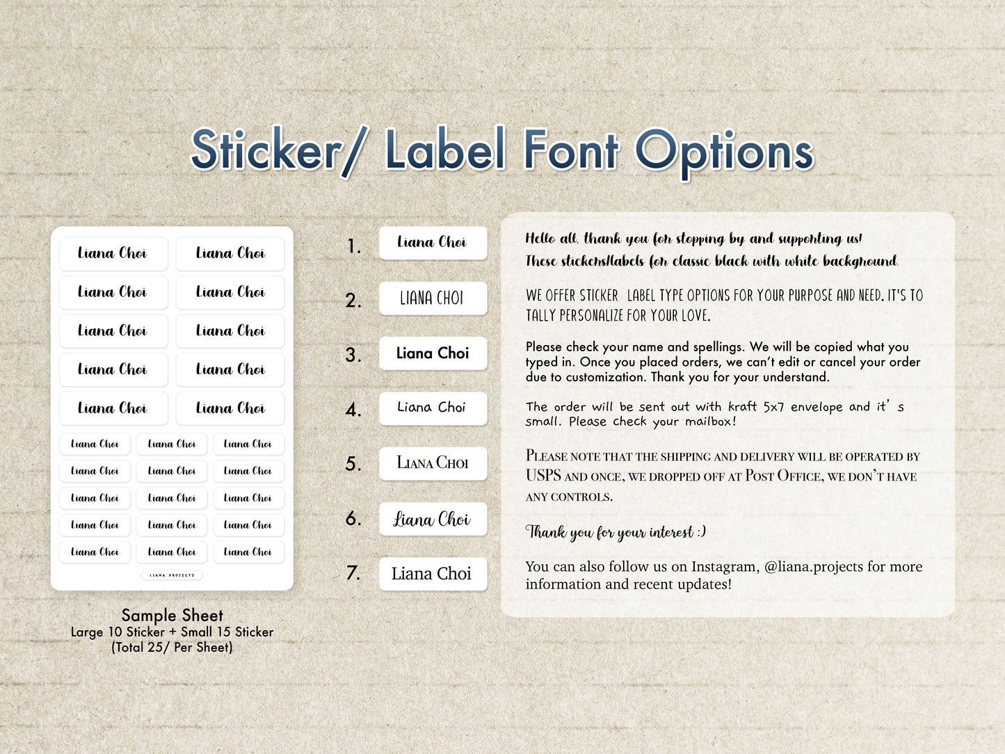 Simply Black Name Stickers