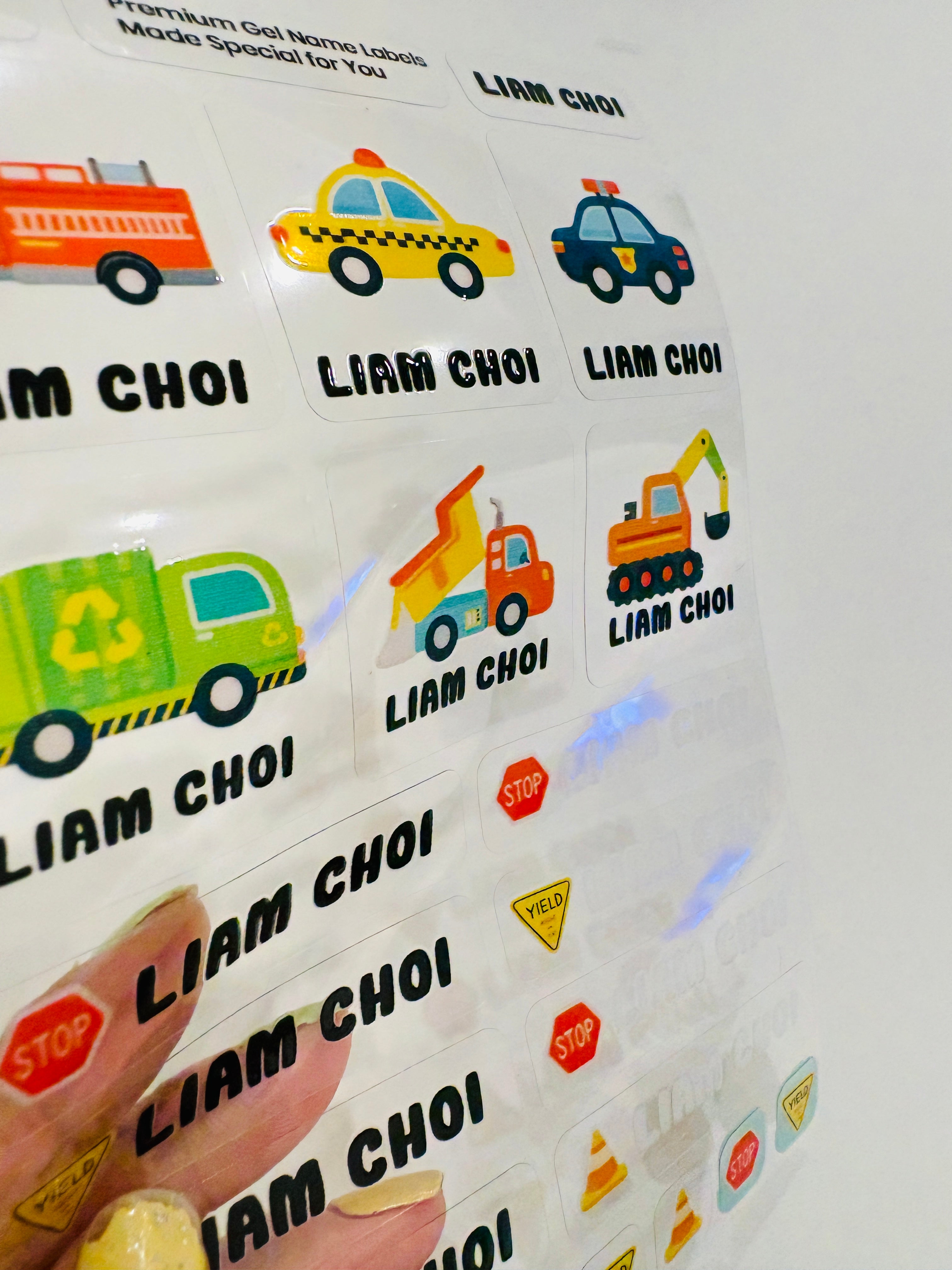 Favorite Car - Premium Gel Name Label Kit (2 Sheets + Tools & Bonus Gifts)