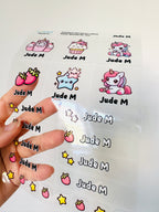 Rainbow Unicorn - Premium Gel Name Label Kit (2 Sheets + Tools & Bonus Gifts)