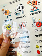 Retro Sports Balls - Premium Gel Name Label Kit (2 Sheets + Tools & Bonus Gifts)