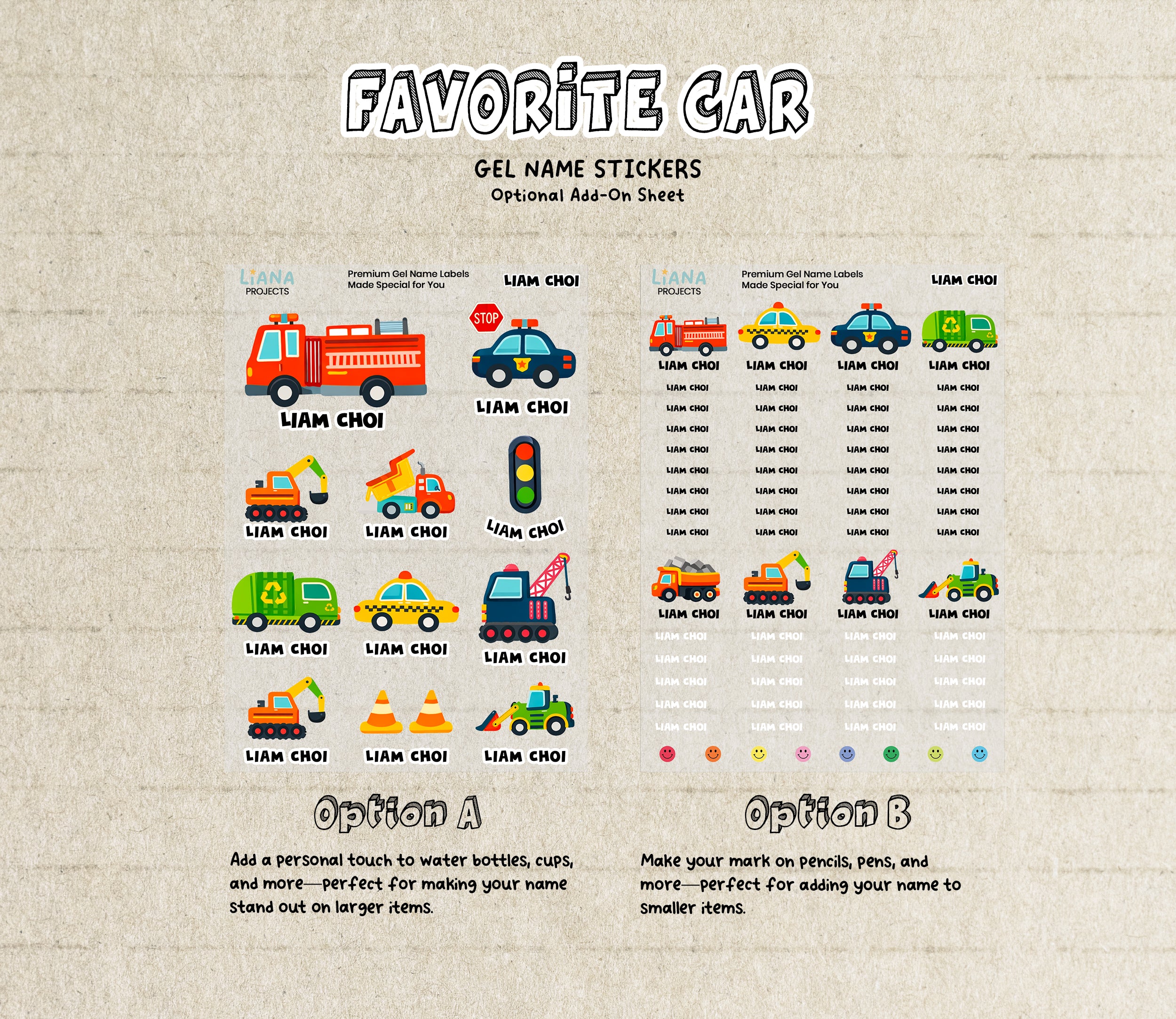 Favorite Cars -Gel Labels