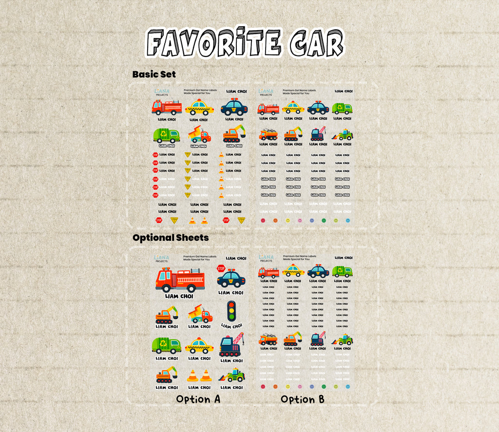 Favorite Cars -Gel Labels