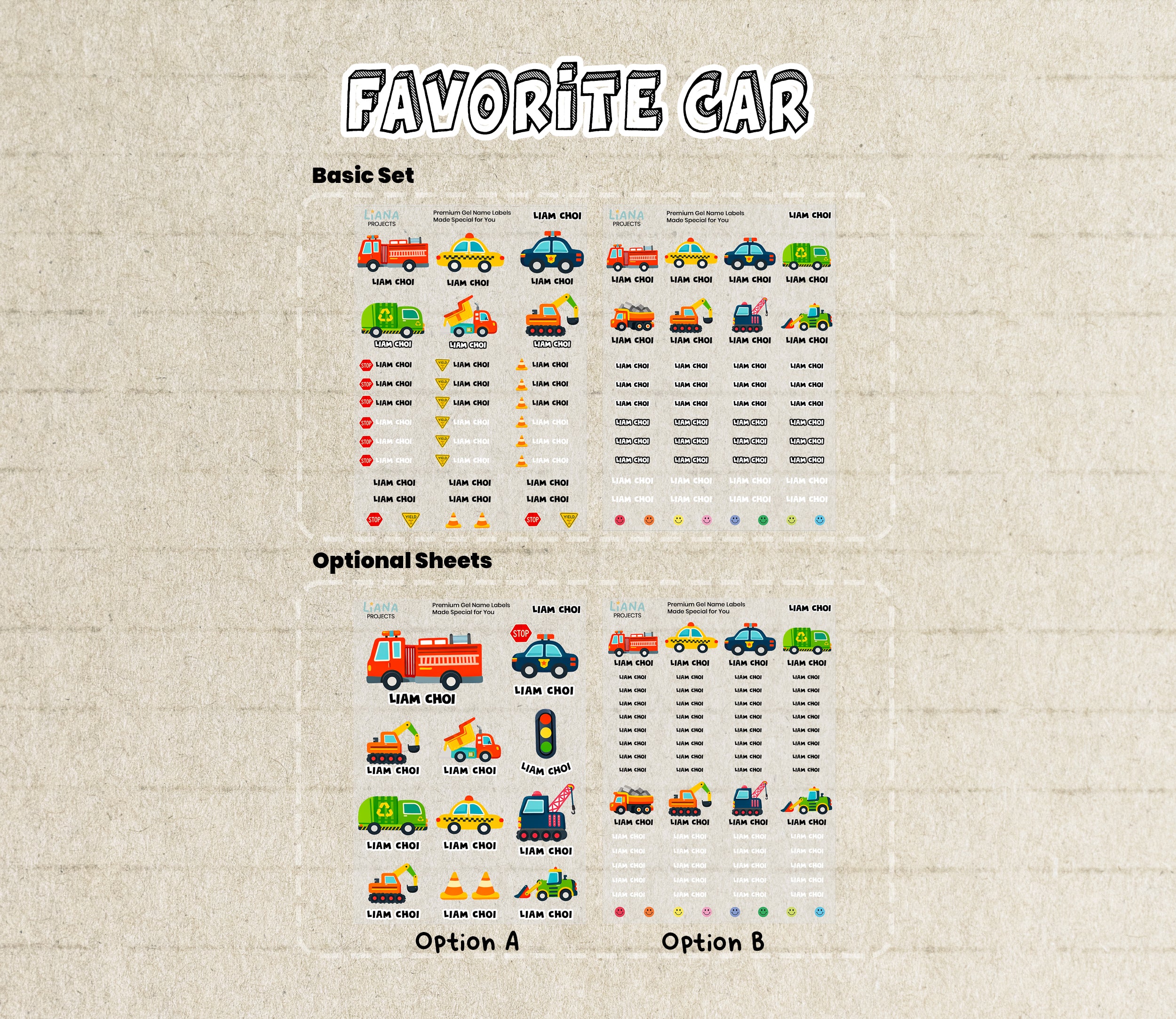 Favorite Cars -Gel Labels