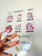 Rainbow Unicorn - Premium Gel Name Label Kit (2 Sheets + Tools & Bonus Gifts)