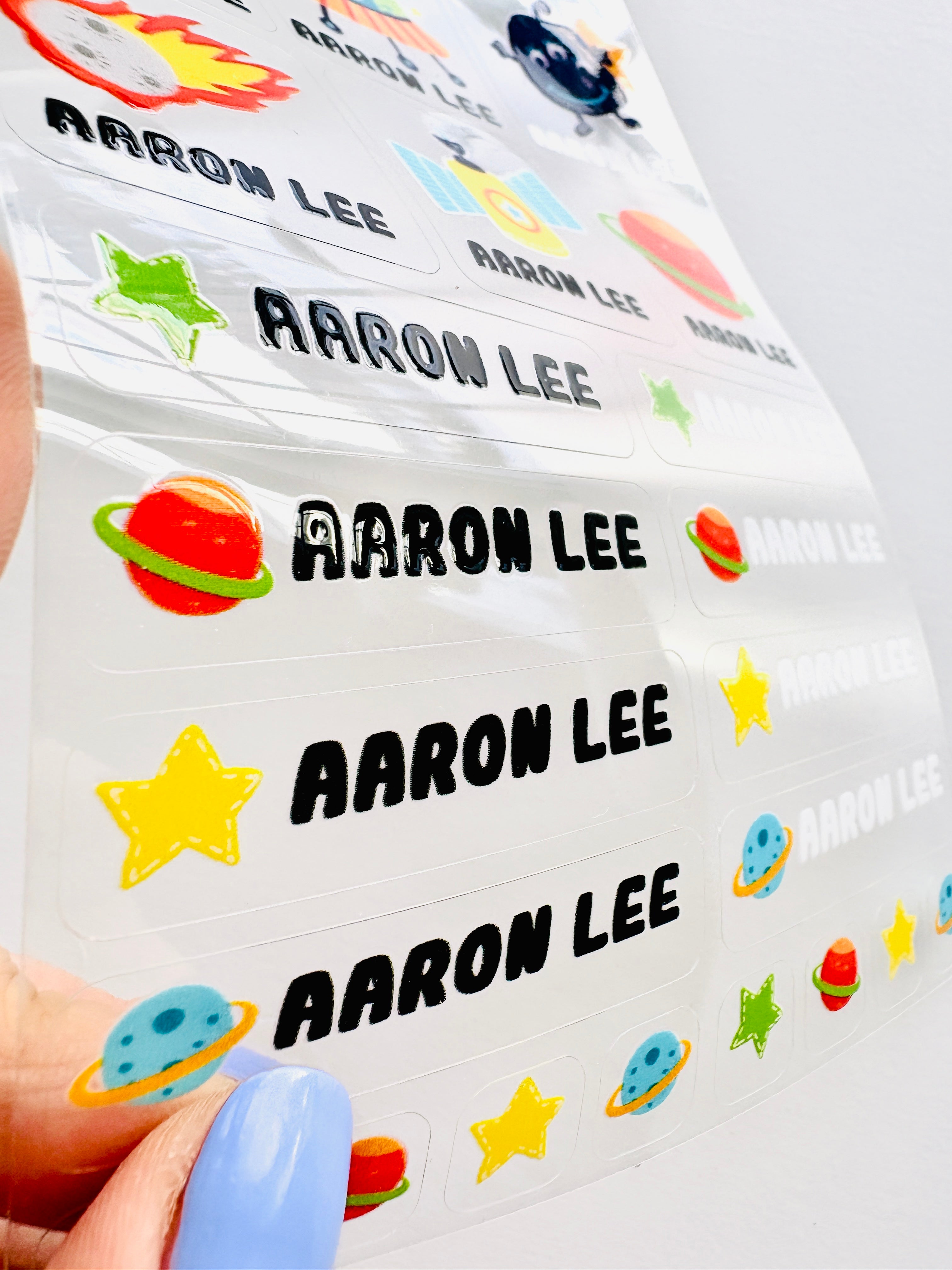 Spaceship - Premium Gel Name Label Kit (2 Sheets + Tools & Bonus Gifts)