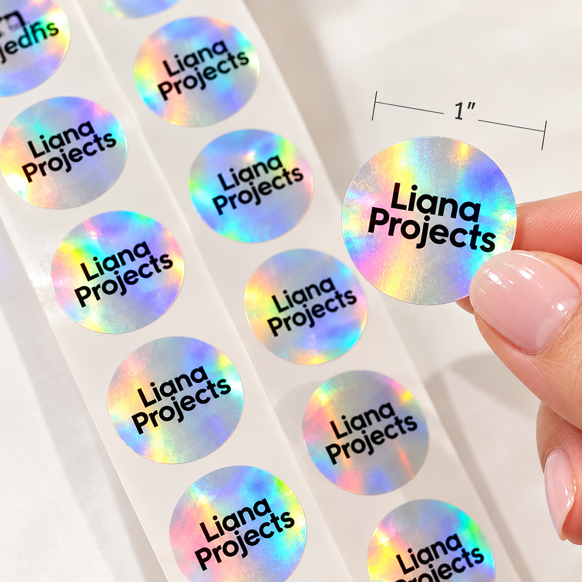 Custom Holographic Logo Stickers - 1 Inch Circle | 100 Stickers