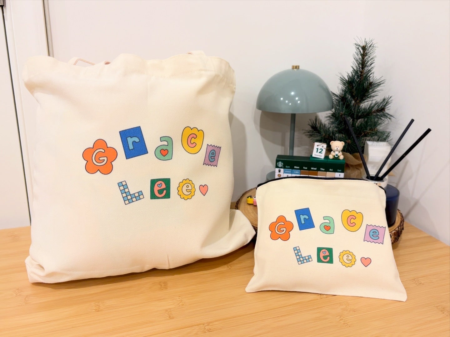 Custom Name Canvas Tote Bag Only  - Fun Letters