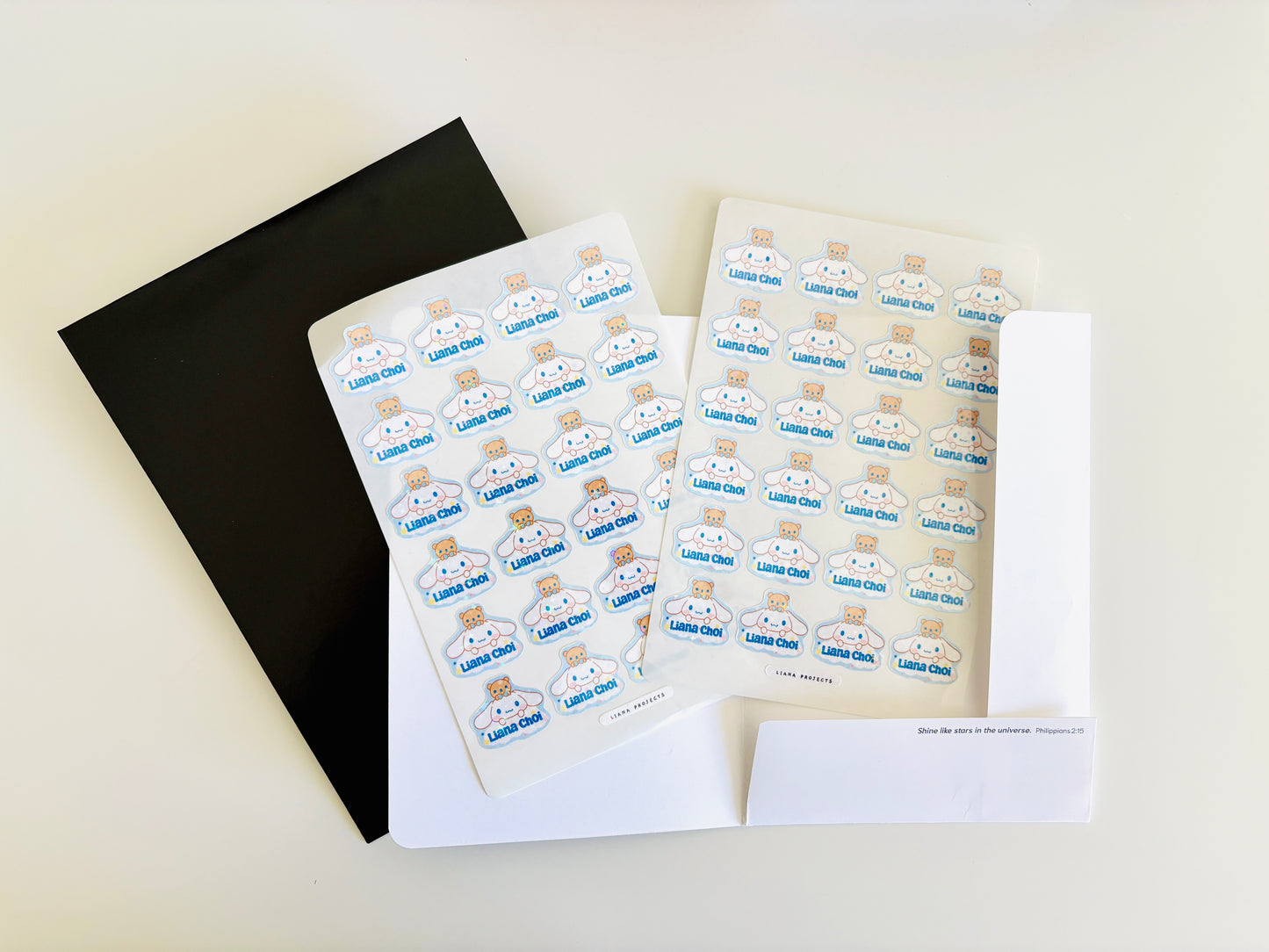 Glitter Cute Bunny and bear Name Sticker