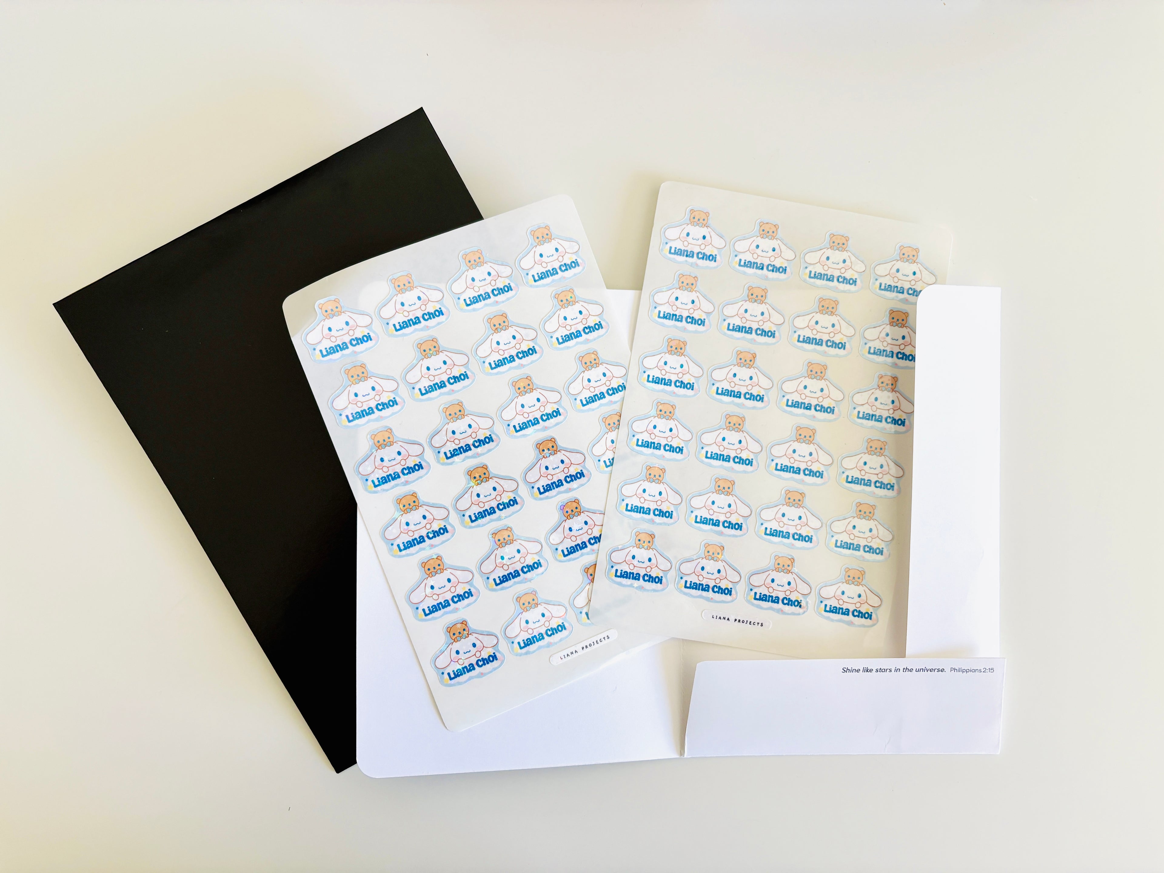 Glitter Cute Bunny and bear Name Sticker