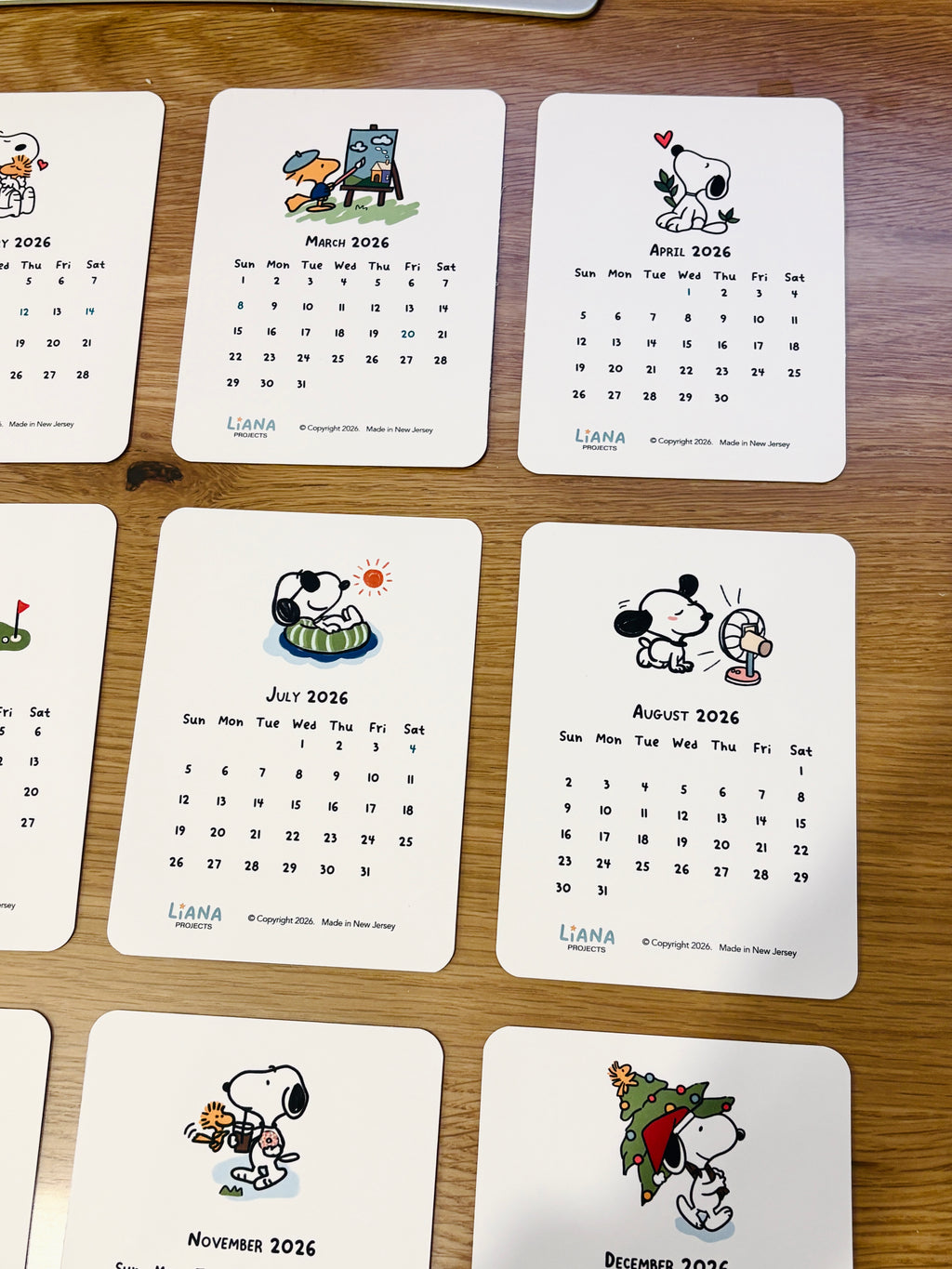 2026 Desk Calendar with Wooden Stand