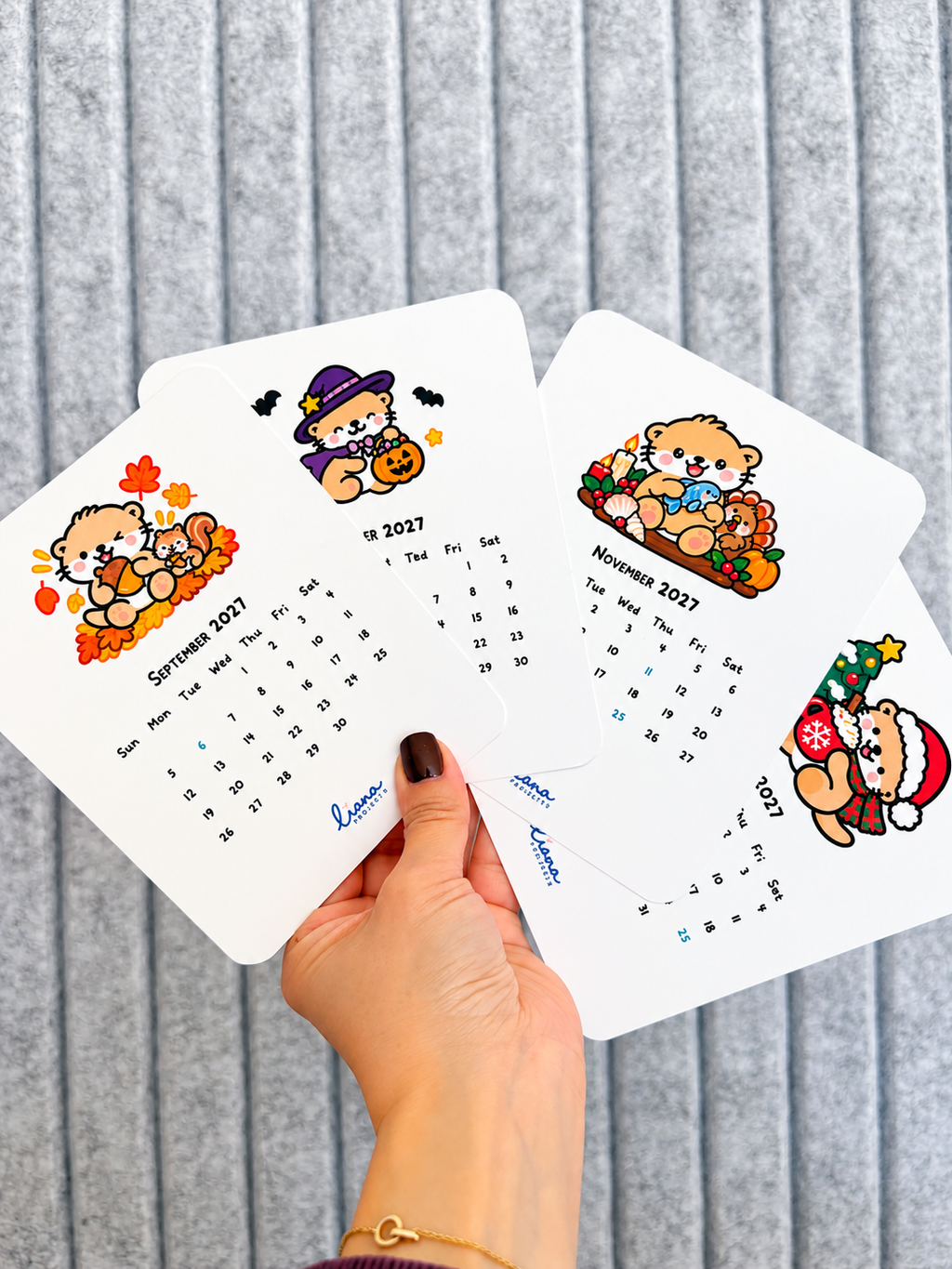Otter's 2027 Desk Calendar with Wooden Stand