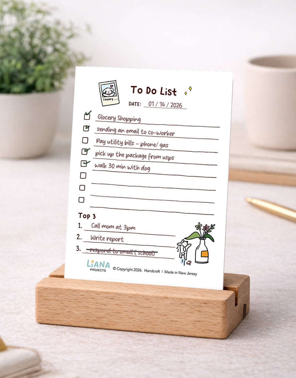 To do List Notepad with Wooden Stand +1 refill pk