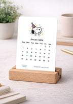 2026 Desk Calendar with Wooden Stand