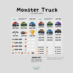 Monster Truck - Premium Gel Name Label Kit (2 Sheets + Tools & Bonus Gifts)