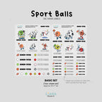 Retro Sports Balls - Premium Gel Name Label Kit (2 Sheets + Tools & Bonus Gifts)