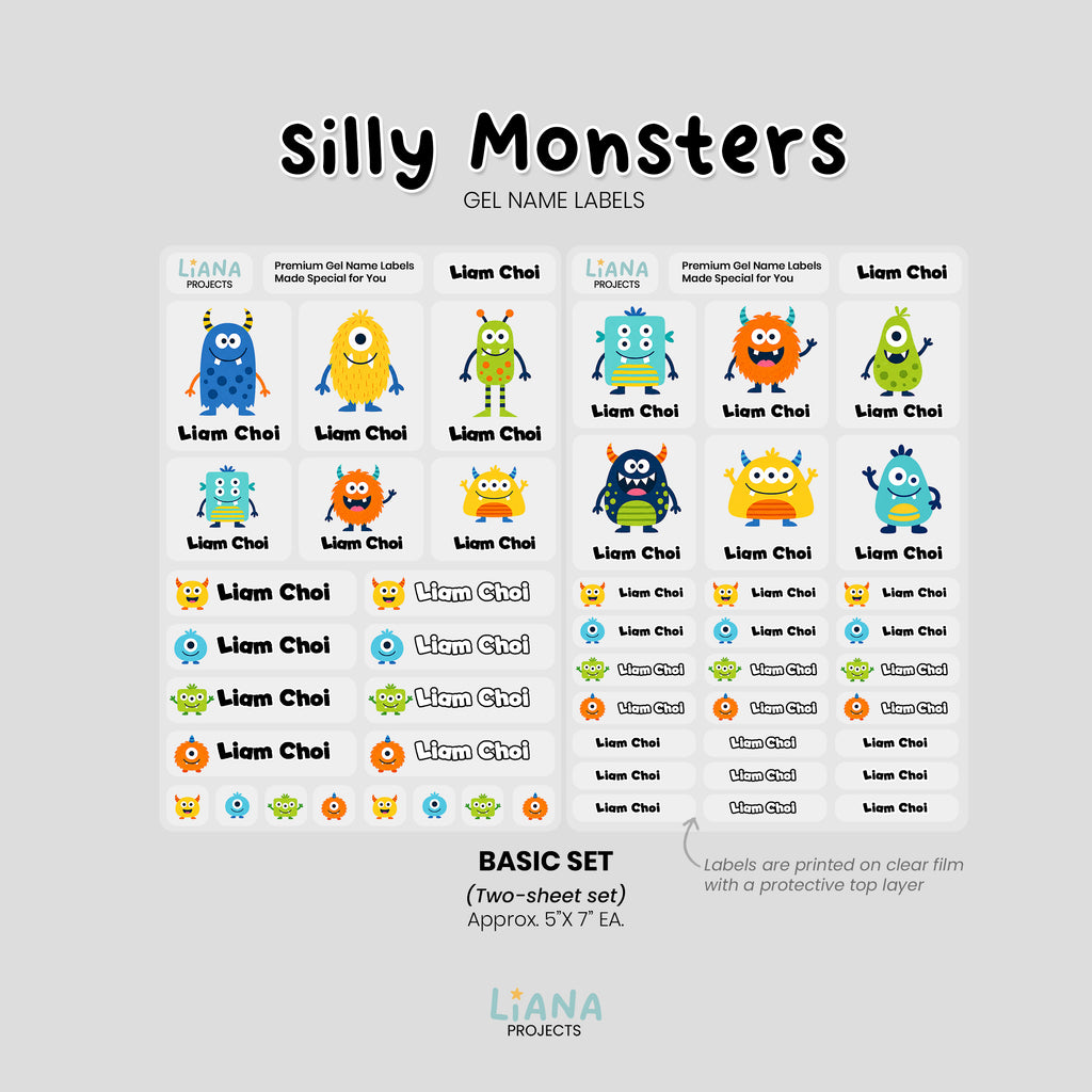 Silly Monster- Premium Gel Name Label Kit