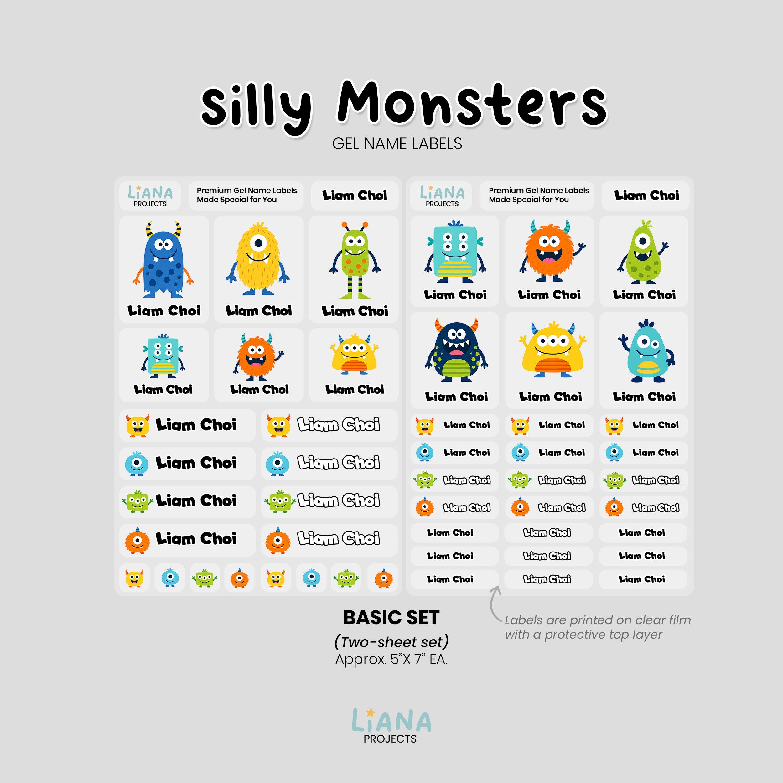 Silly Monster- Premium Gel Name Label Kit