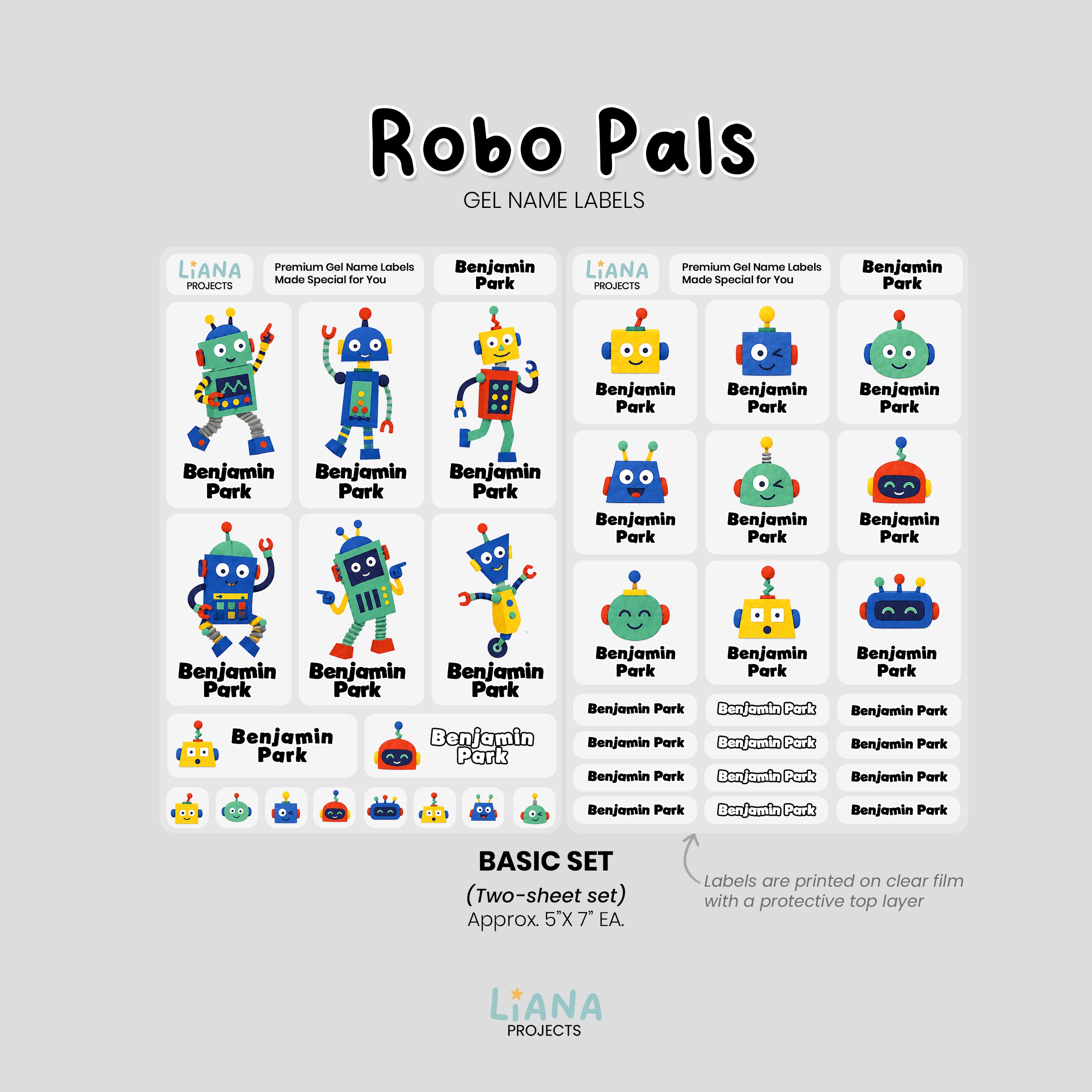 Robot Pals Premium Gel Name Label Kit