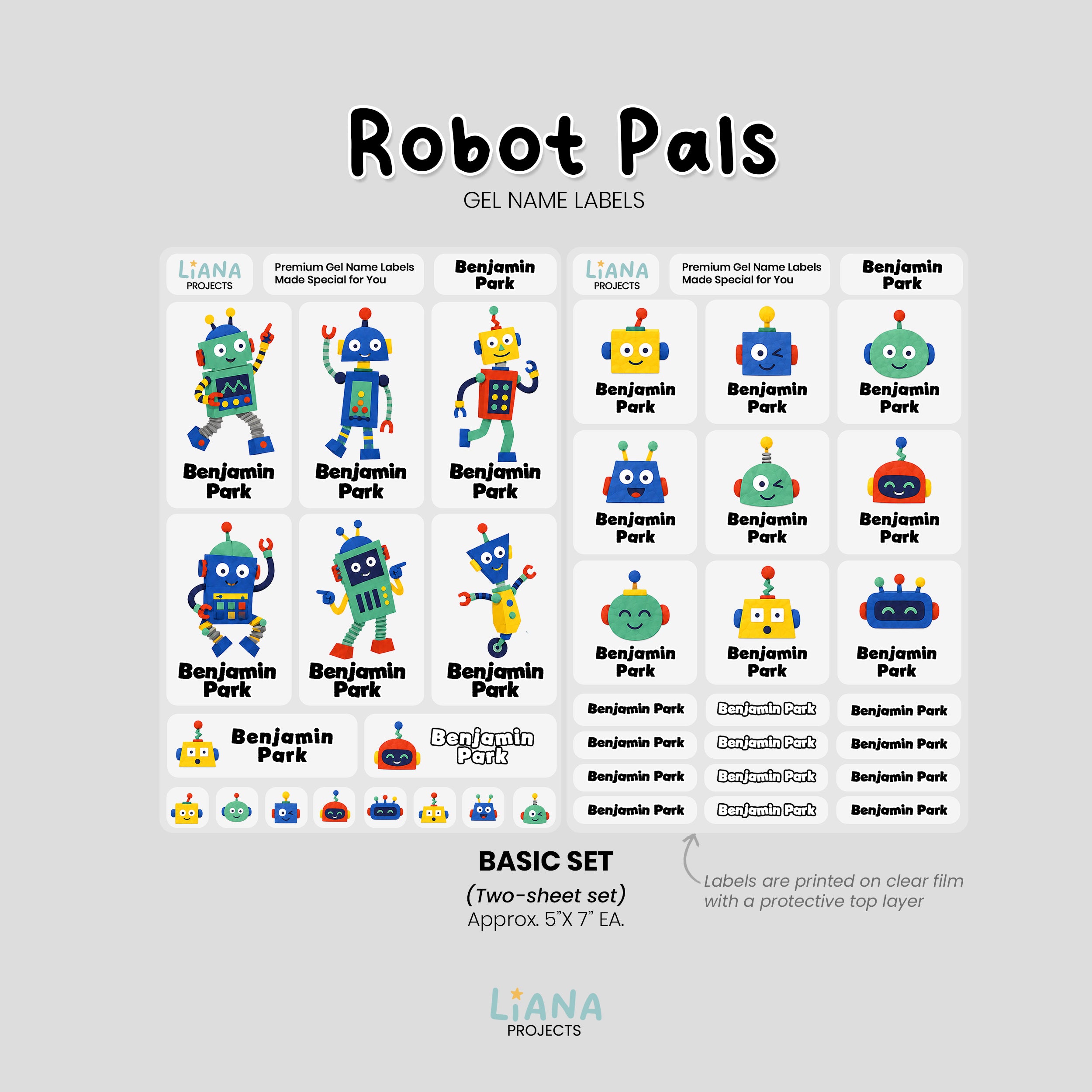 Robot Pals Premium Gel Name Label Kit