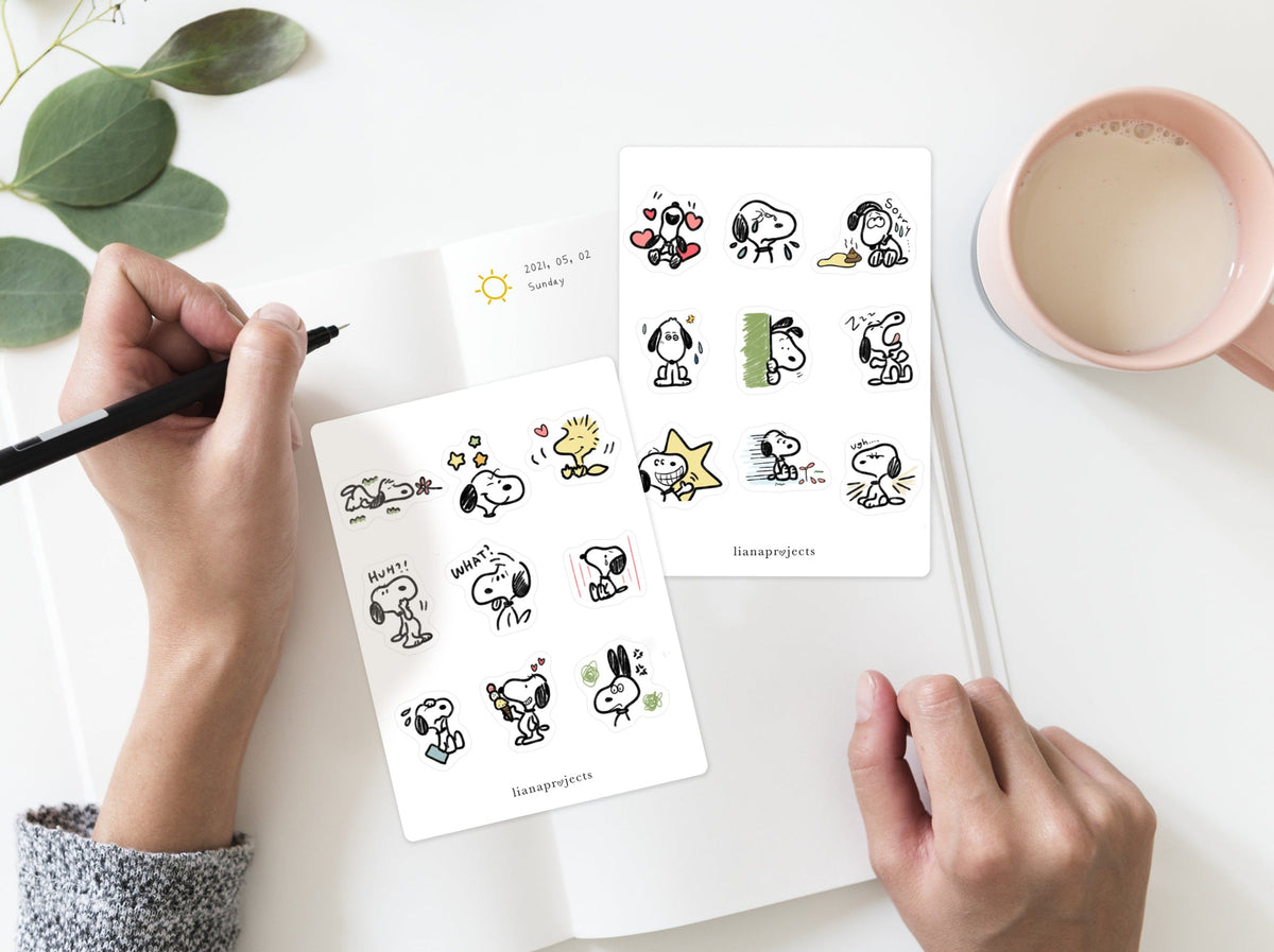 Snoopy Reading Sticker Snoopy Sticker set A+ B – LianaProjects