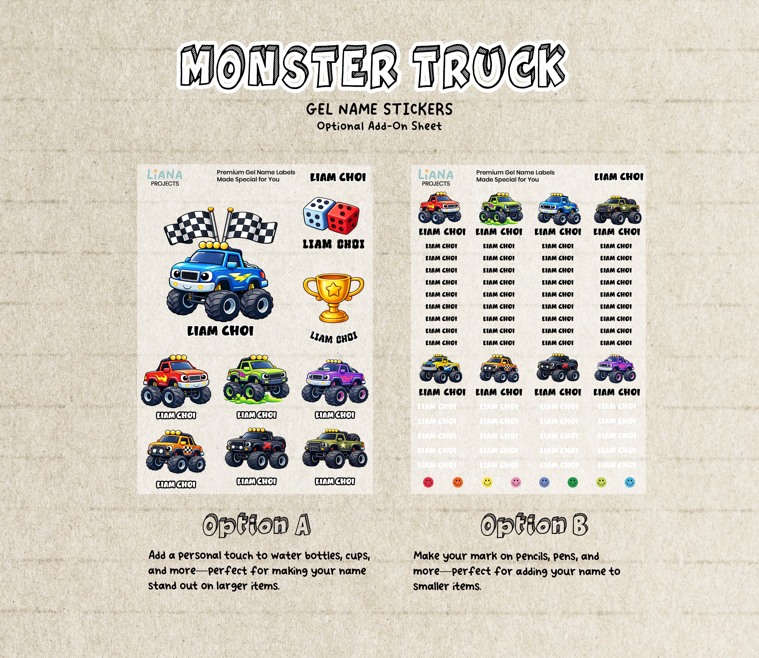 Monster Truck-Gel Label