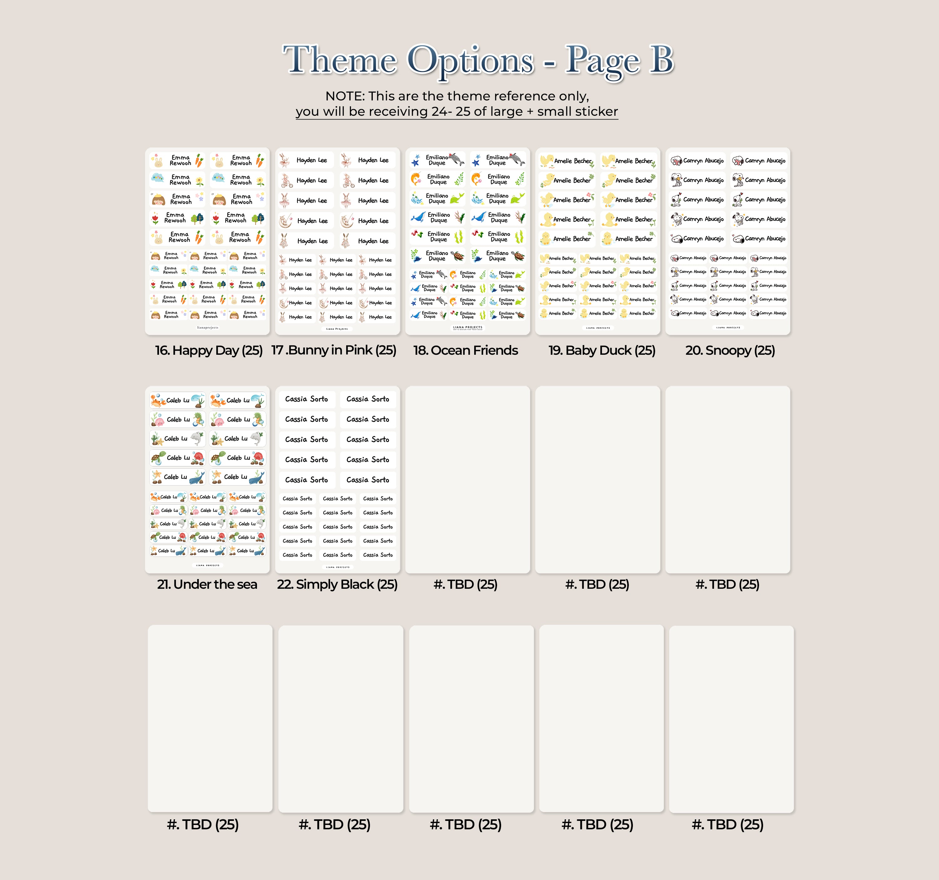 Custom Name Stickers - Theme Options