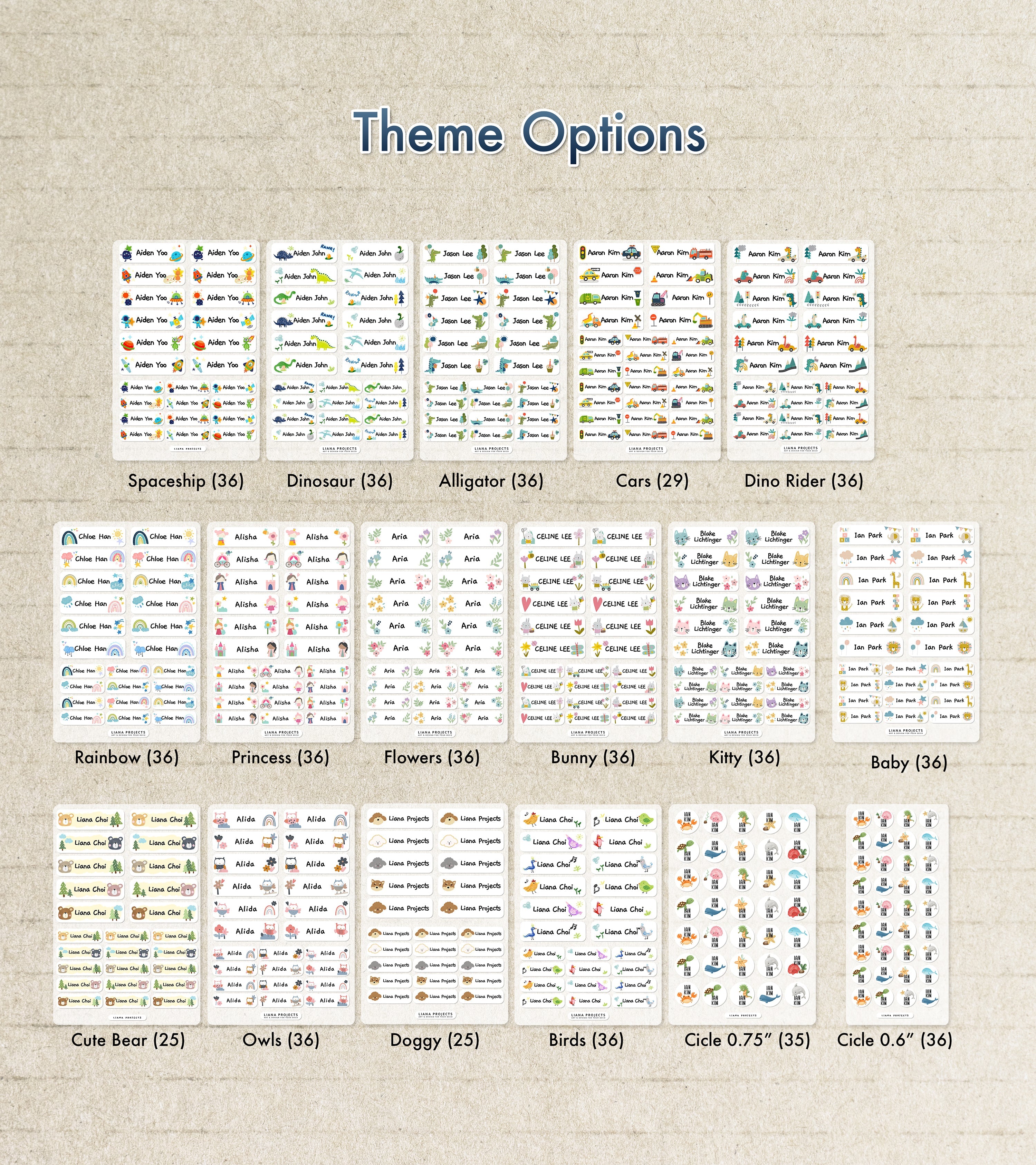 Mixed Size Labels - Black/Darker/Color Fabrics