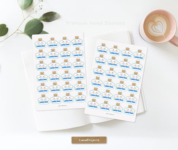 Glitter Cute Bunny and bear Name Sticker