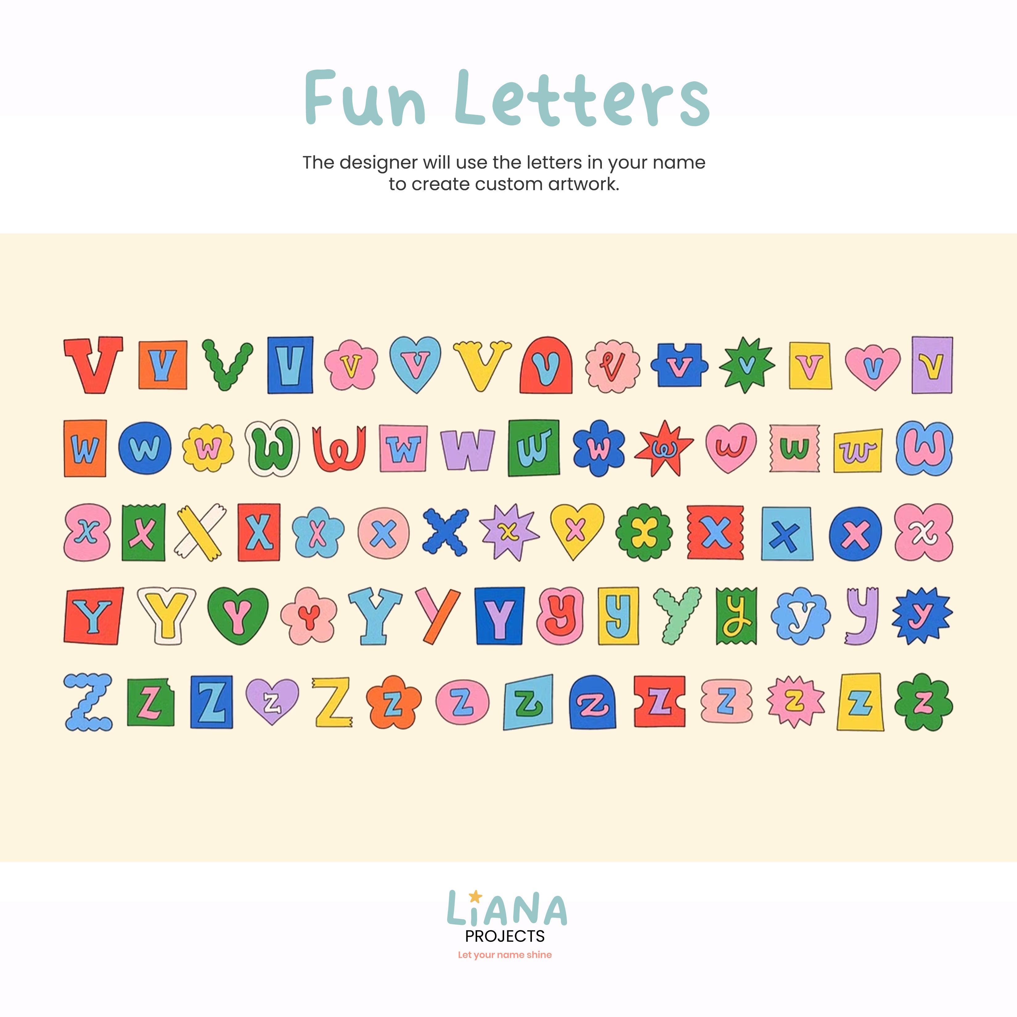 Custom Name Letter Pouch only - Fun Letter