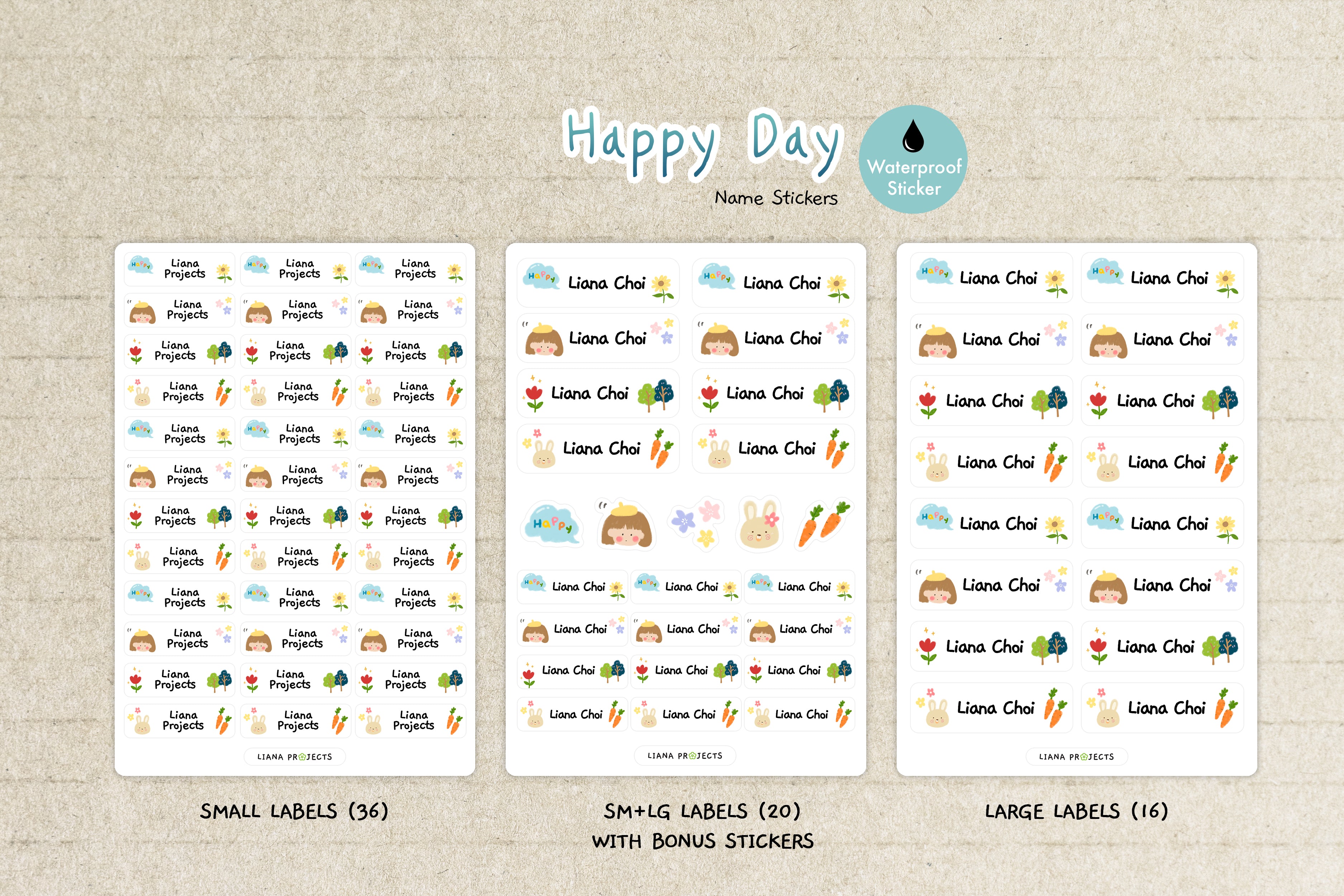 행복한 소녀 이름 스티커