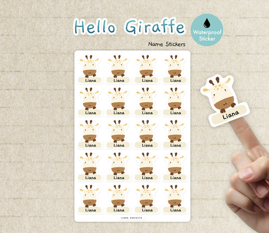 Giraffe Kid's Name Sticker