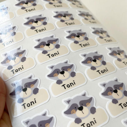 Raccoon Kid's Name Sticker