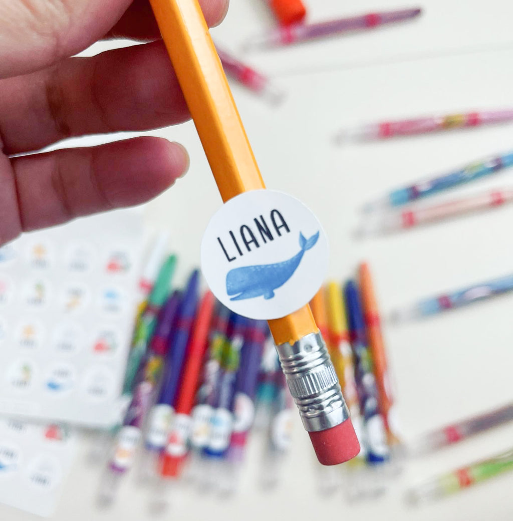 Circle Dot  Name Sticker for Crayon & Pencils