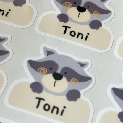 Raccoon Kid's Name Sticker