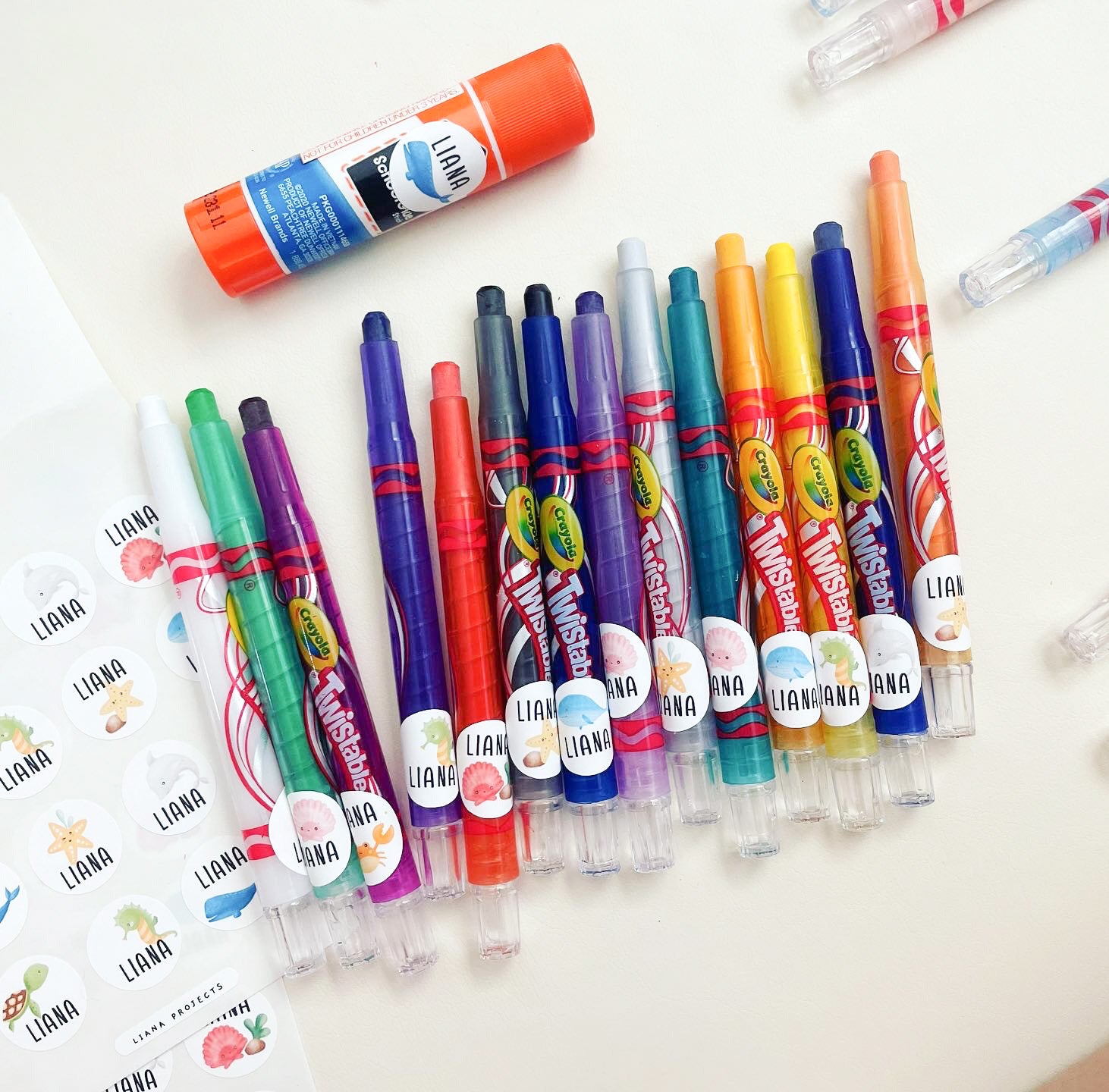 Circle Dot  Name Sticker for Crayon & Pencils