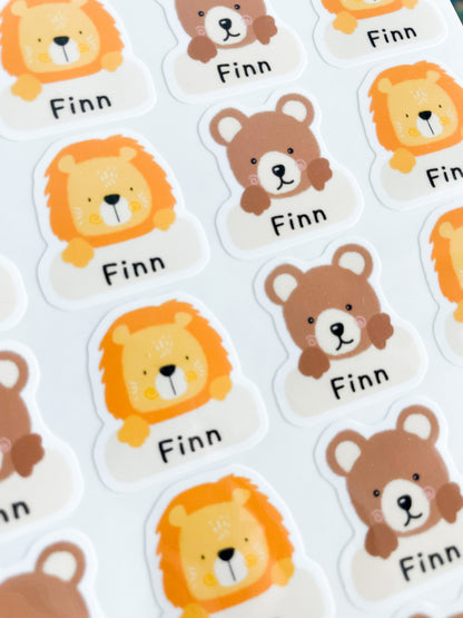 Bear & Lion- Kid's Name Sticker