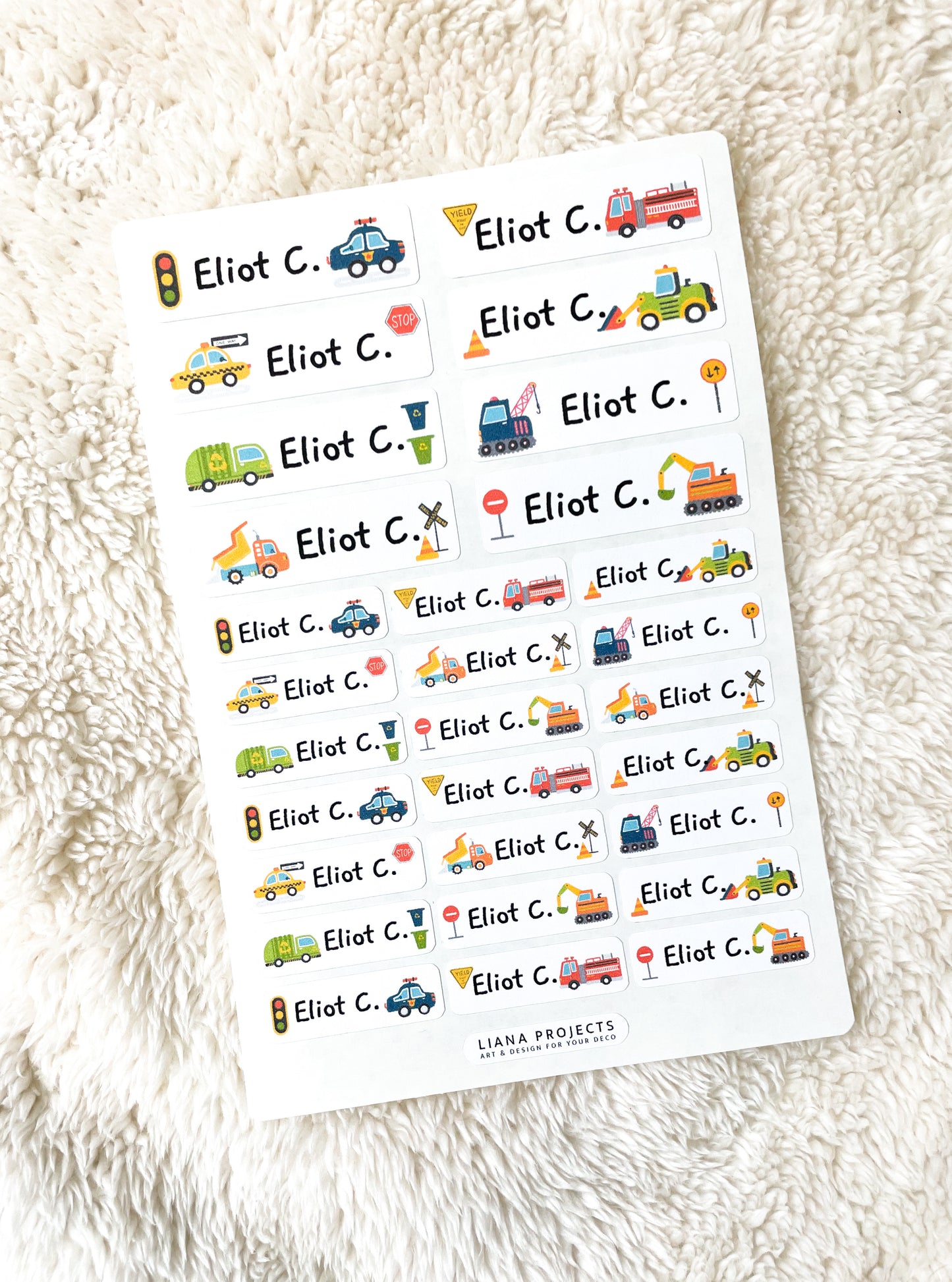 Cars Name Stickers