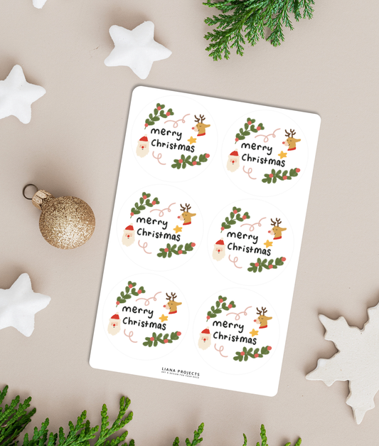 Merry Christmas Stickers -2" Circle