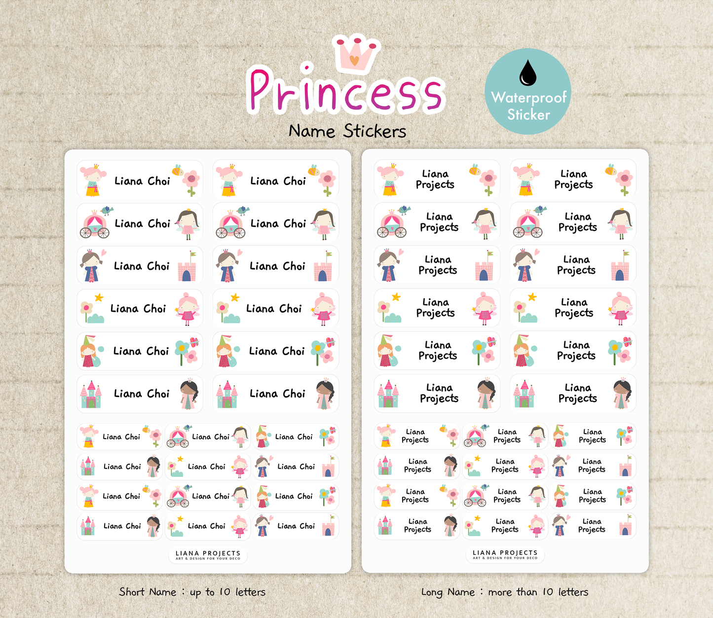 Princese Name Stickers